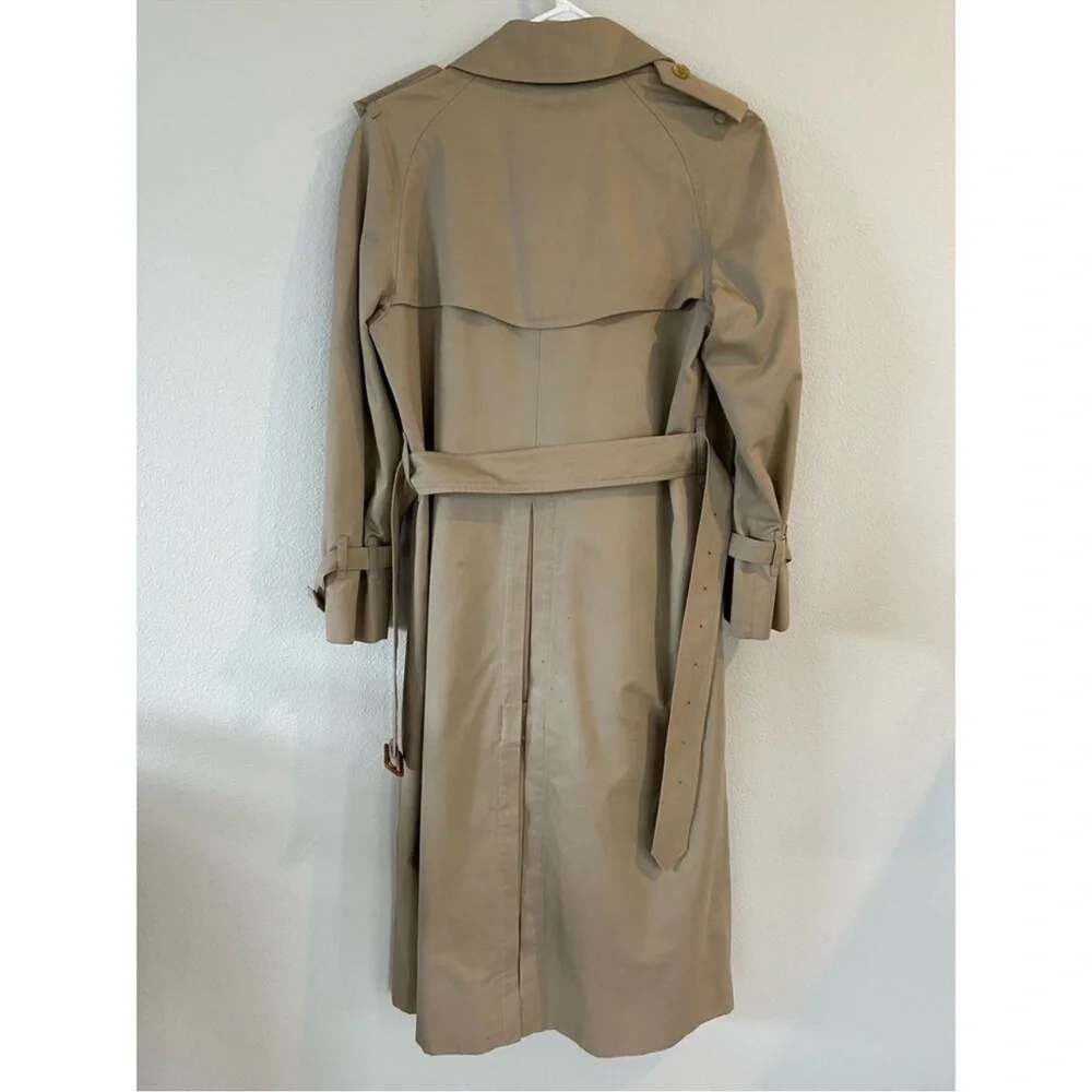 Burberry Vintage Women's Tan Cotton Long Trench Coat w/ Belt (10 L) - Picture 12 of 15